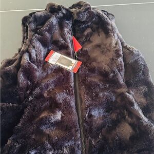 Nicole Miller Black Faux Fur Vest reversible size medium